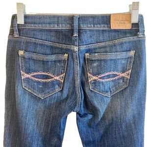 Vintage Y2K Pink Abercrombie And Fitch Straight Leg Jeans Cuffed Embroidered